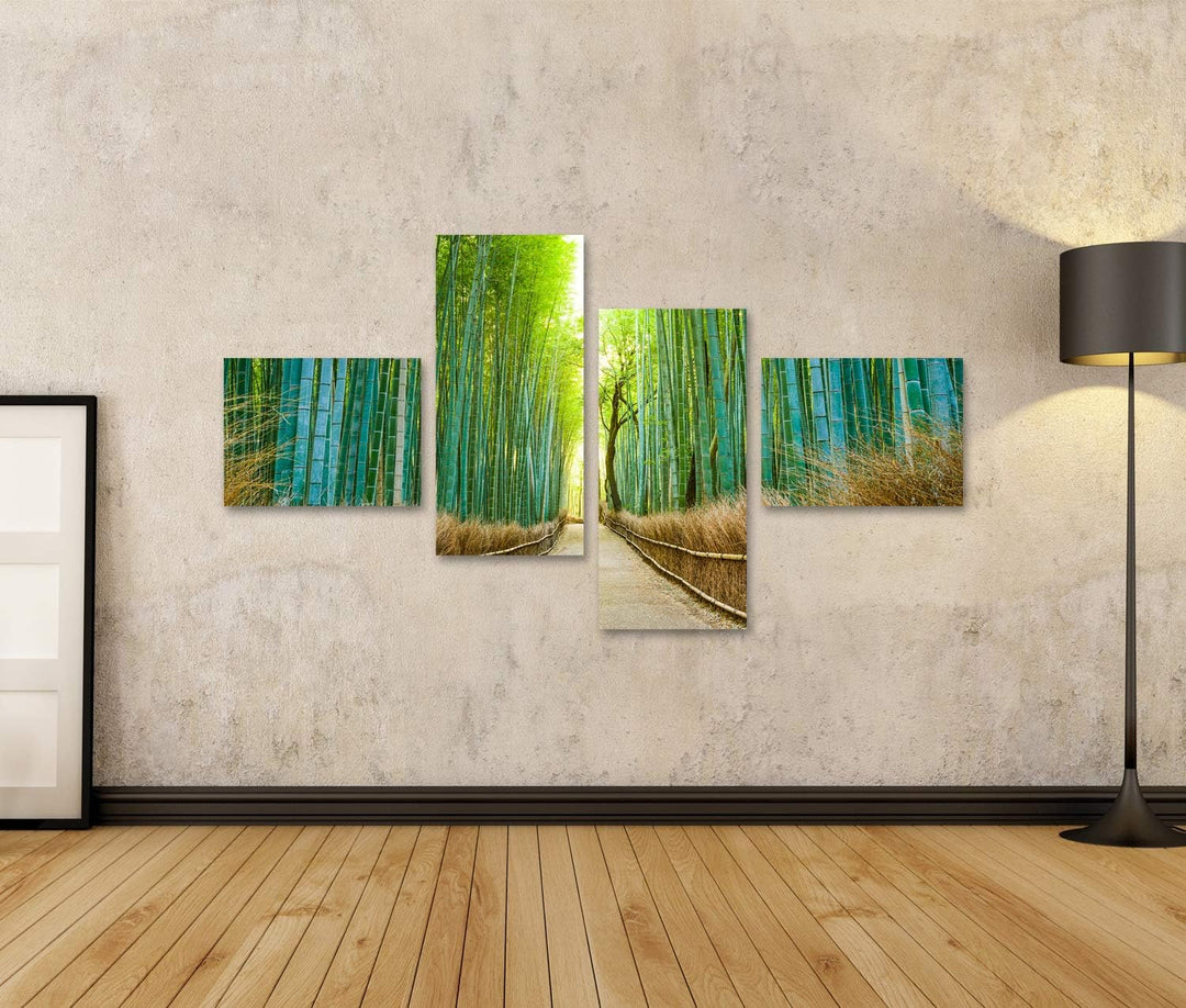 islandburner Bild auf Leinwand Kyoto Japan Bambus Wald Bilder Wandbilder Poster Leinwand 150x80cm -
