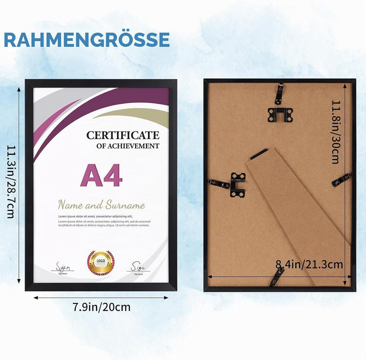 Hoikwo 18 Stück Bilderrahmen A4 Set, Schwarze Rahmen din A4 für 21x29,7 cm Foto Bilder Kinderzeichnu