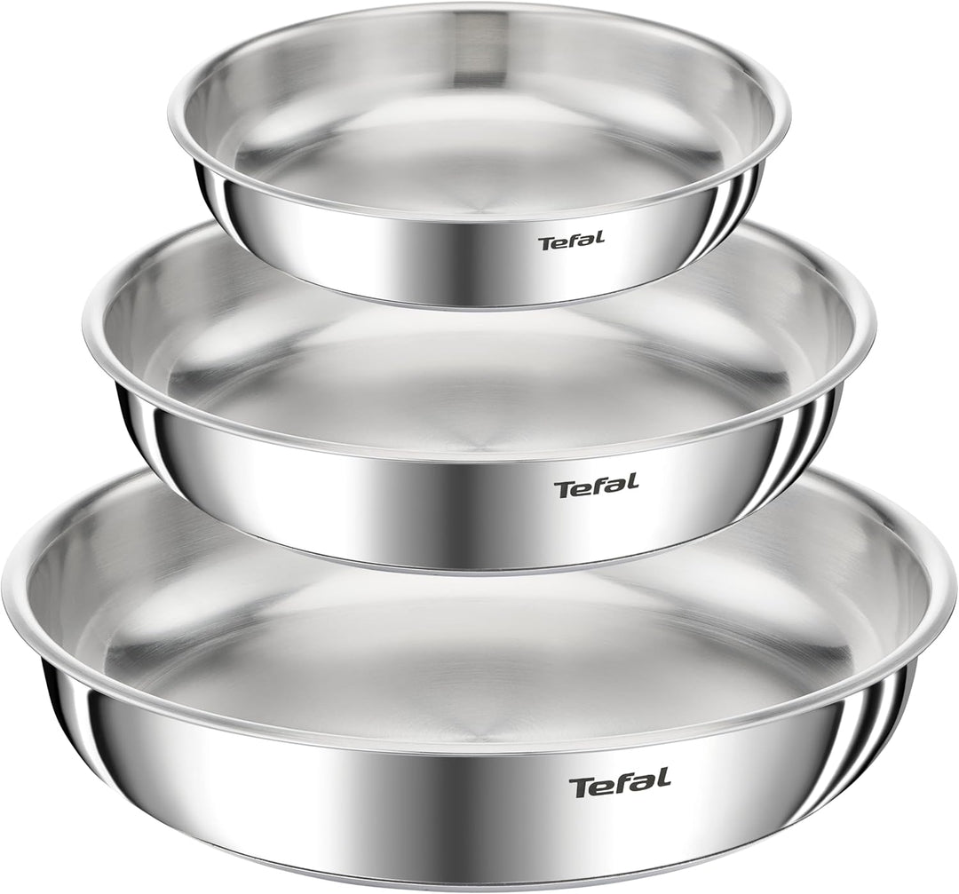 Tefal Ingenio Emotion Pfannen-Set, 3-teilig, 22/24 / 28 cm + abnehmbarer Griff, Edelstahl, unbeschic