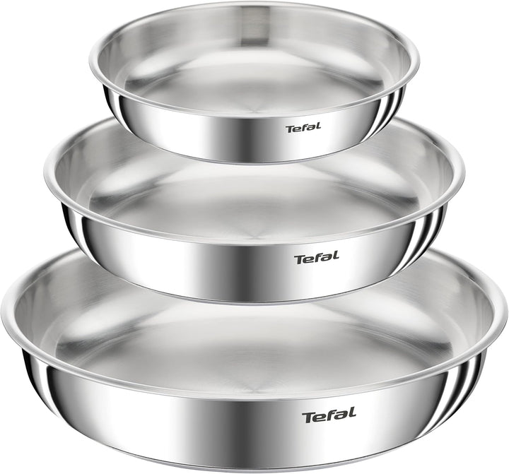 Tefal Ingenio Emotion Pfannen-Set, 3-teilig, 22/24 / 28 cm + abnehmbarer Griff, Edelstahl, unbeschic