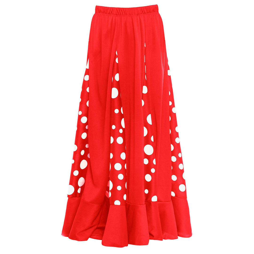 Flamenca-Rock für Damen, gepunktet, Volant, zweifarbig, Erwachsenengrössen: S bis XXL, rot, schwarz,