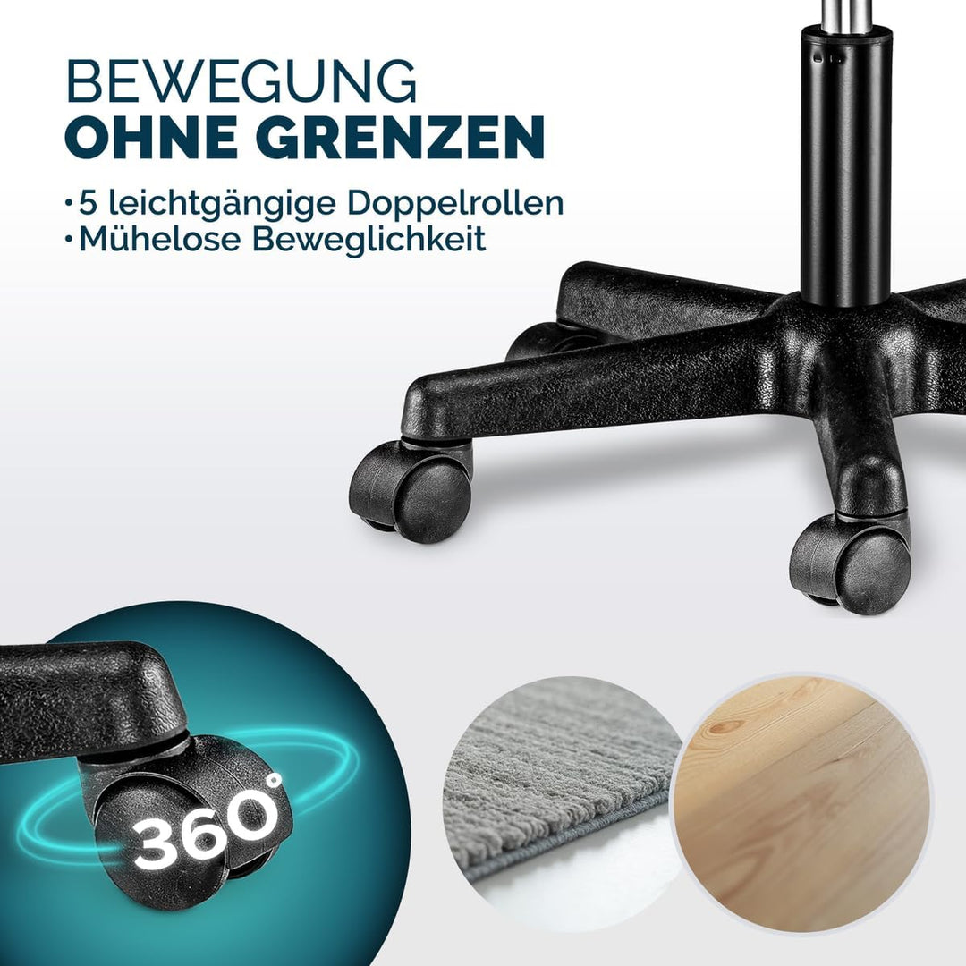 Casaria® Rollhocker Höhenverstellbar 2er Set 10cm Polsterung 46-60cm Höhe 360° Drehbar Ø35cm Rund Ro
