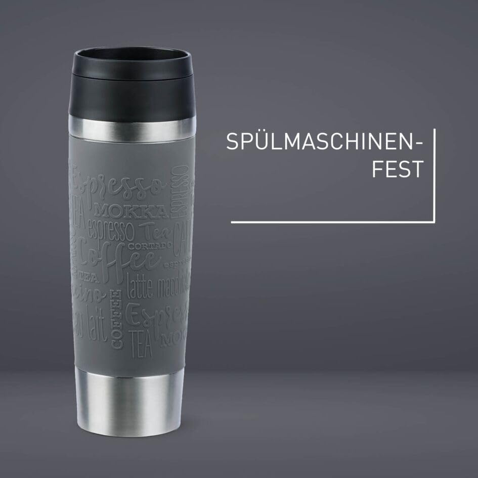 Emsa N20223 Travel Mug Classic Isolierbecher 0,5 Liter | neuer Komfort-Schraubverschluss | Edelstahl