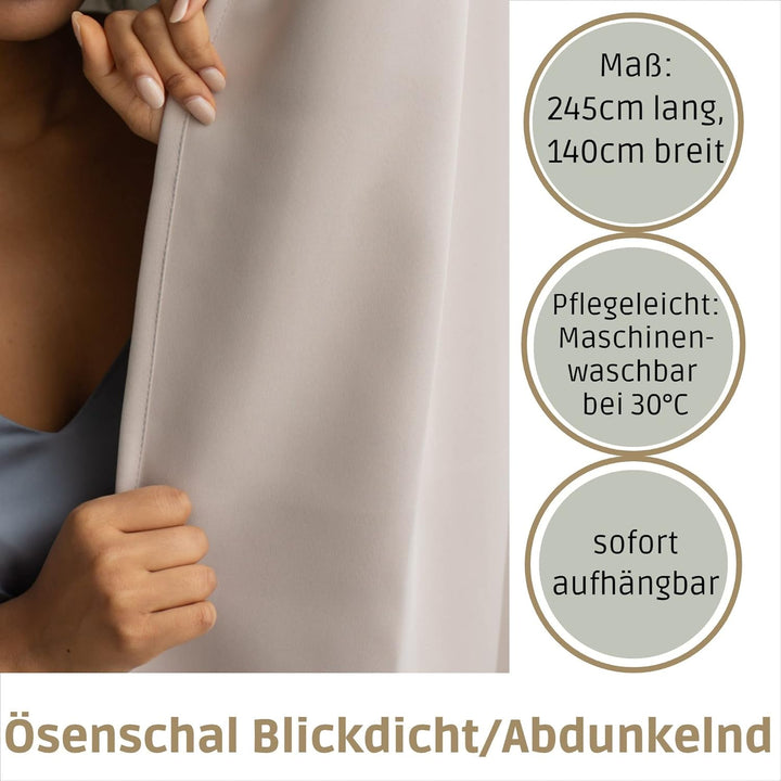 Cleanlevel EST 2016 Verdunklungsvorhang mit Ösen 140cm x 245cm Vorhang Blickdicht Thermo Gardine Wär