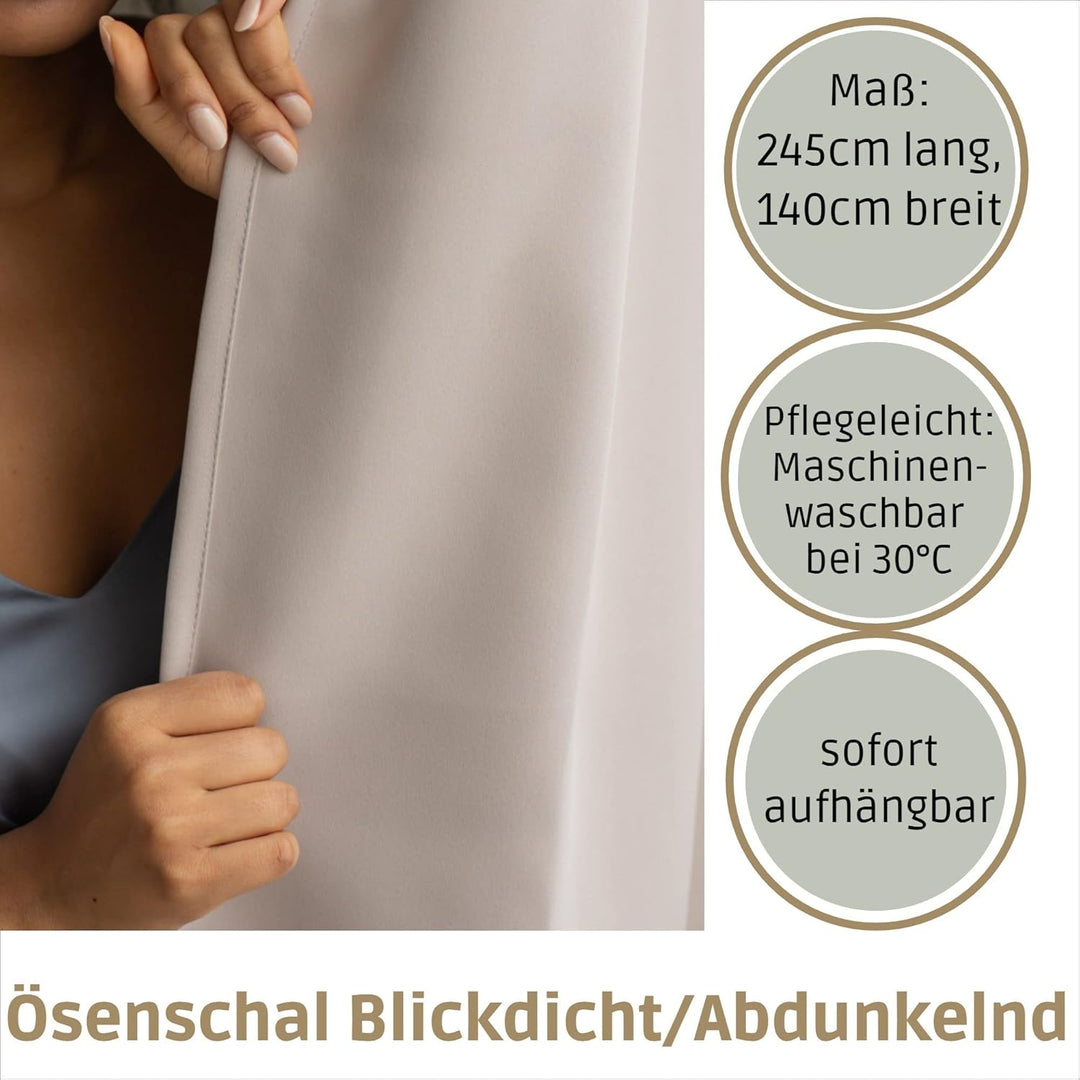 Cleanlevel EST 2016 Verdunklungsvorhang mit Ösen 140cm x 245cm Vorhang Blickdicht Thermo Gardine Wär