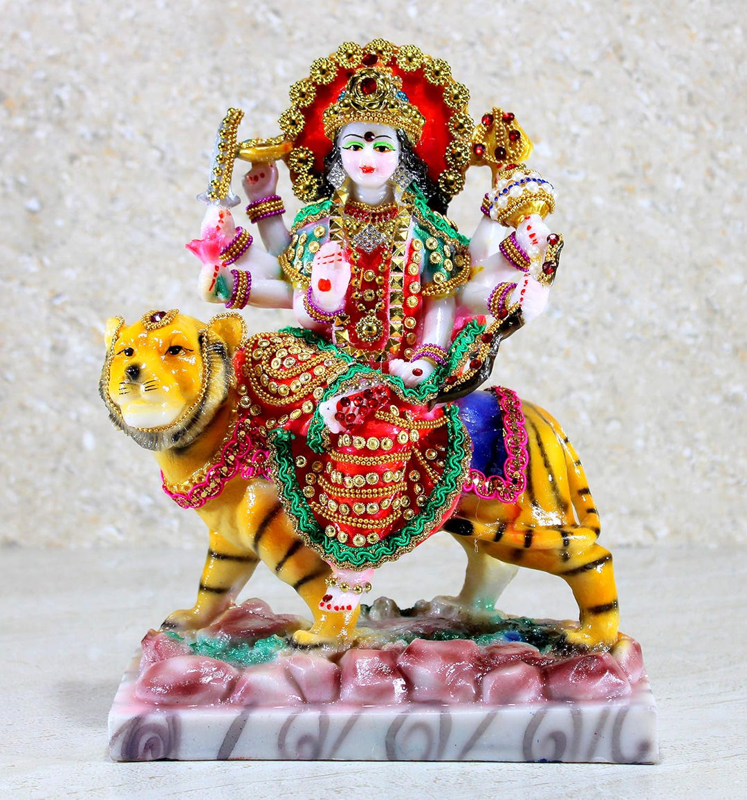 Esplanade Harz Maa Durga MATA Rani Murti Idol Statue Skulptur für Zuhause Mandir – Mehrfarbig (25,4