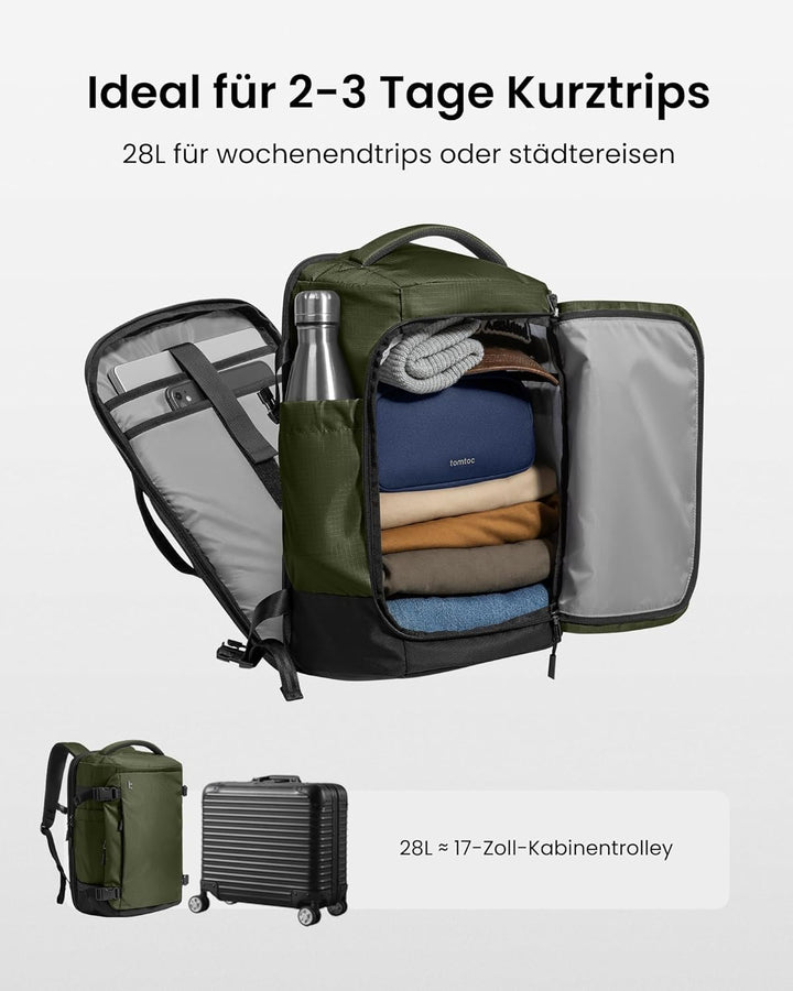tomtoc 28L Reiserucksack, TSA-freundlicher Handgepäck Rucksack, Wasserdichter Easyjet Rucksack Handg