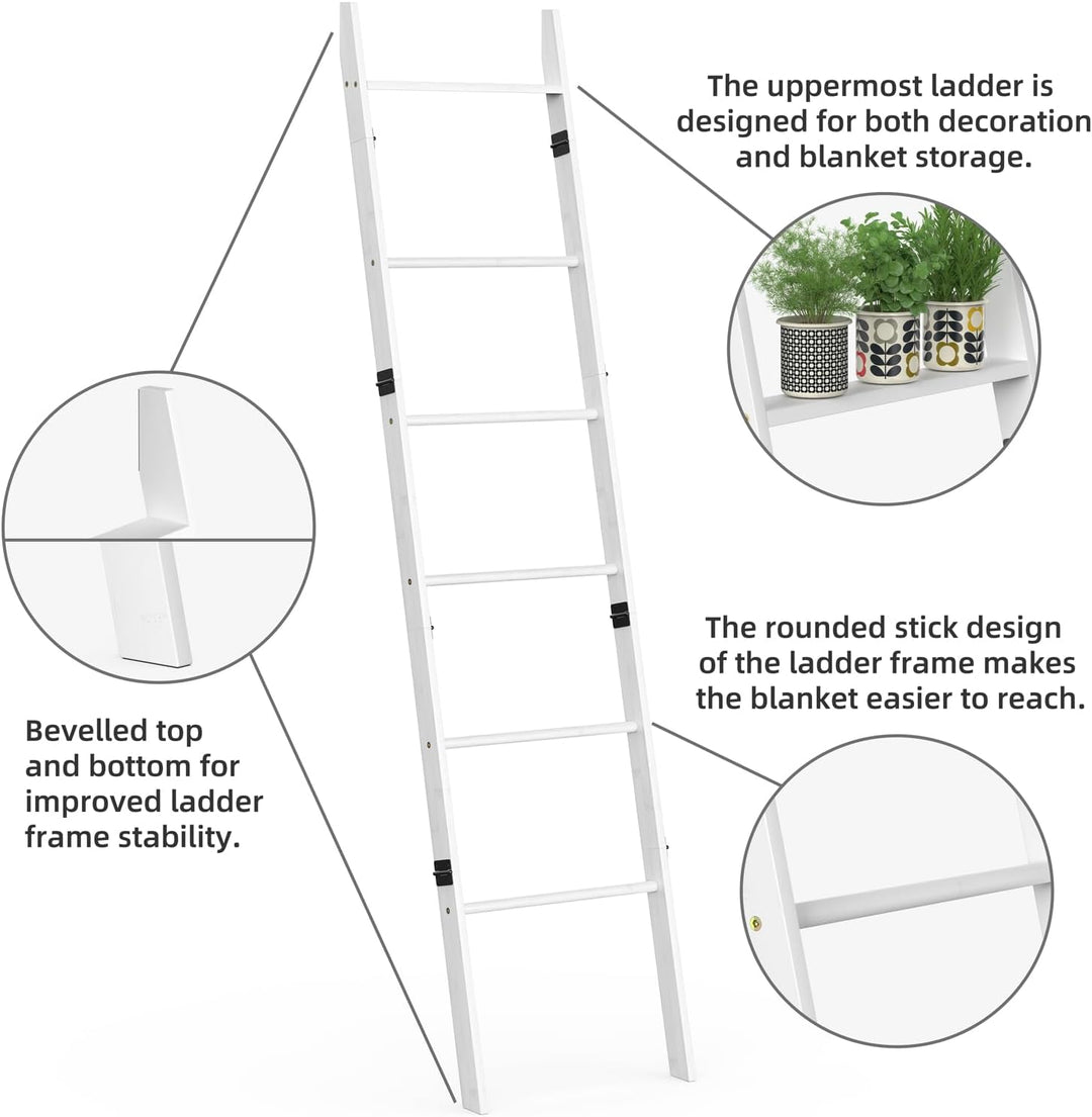 BAMBANG Handtuchleiter Kleiderleiter Holz,180 cm Handtuchhalter Leiter Dekoleiter Kleiderständer Sch