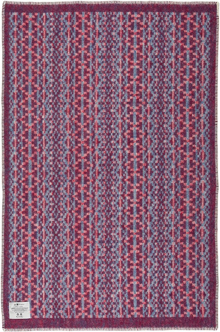 ÖJBRO VANTFABRIK "Lycksele gewebte Wolldecke 90x130 cm Natur/rot/blau 100% Merinowolle Strick-Plaid