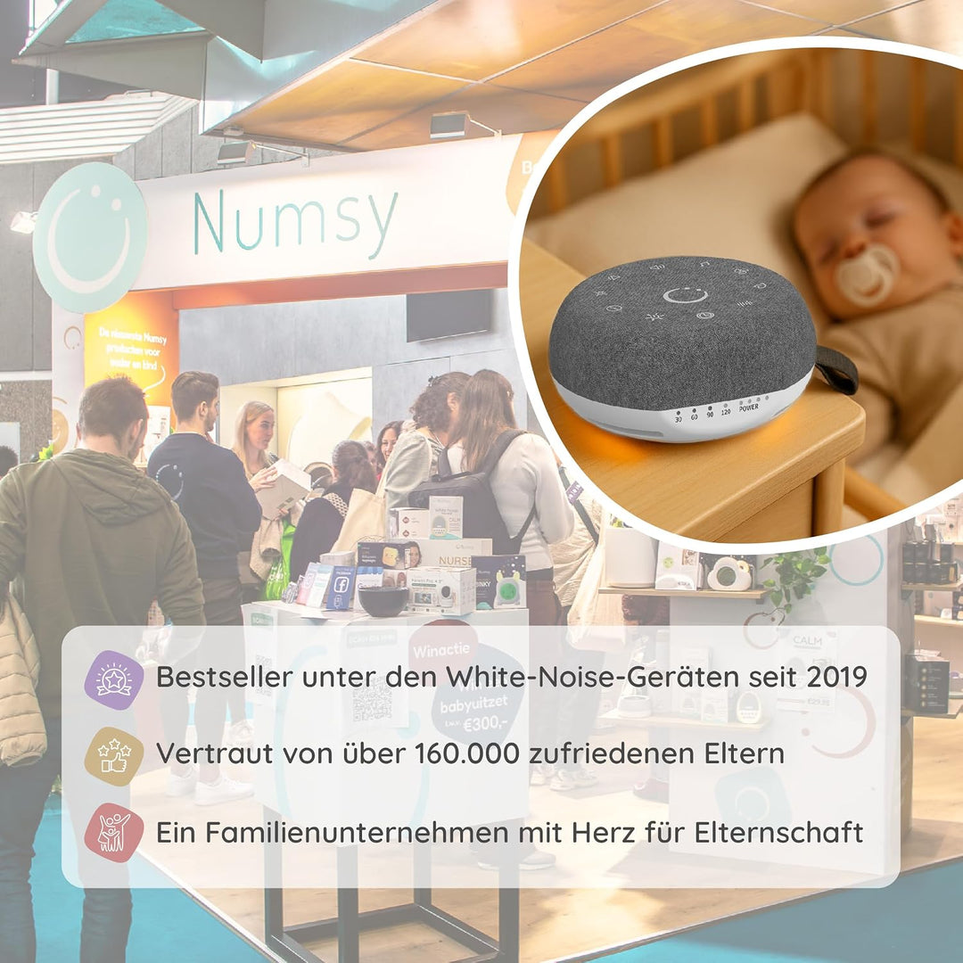 Numsy Move White Noise Machine - Einschlafhilfe Erwachsene und Baby | Weisses Rauschen, 40 Beruhigen