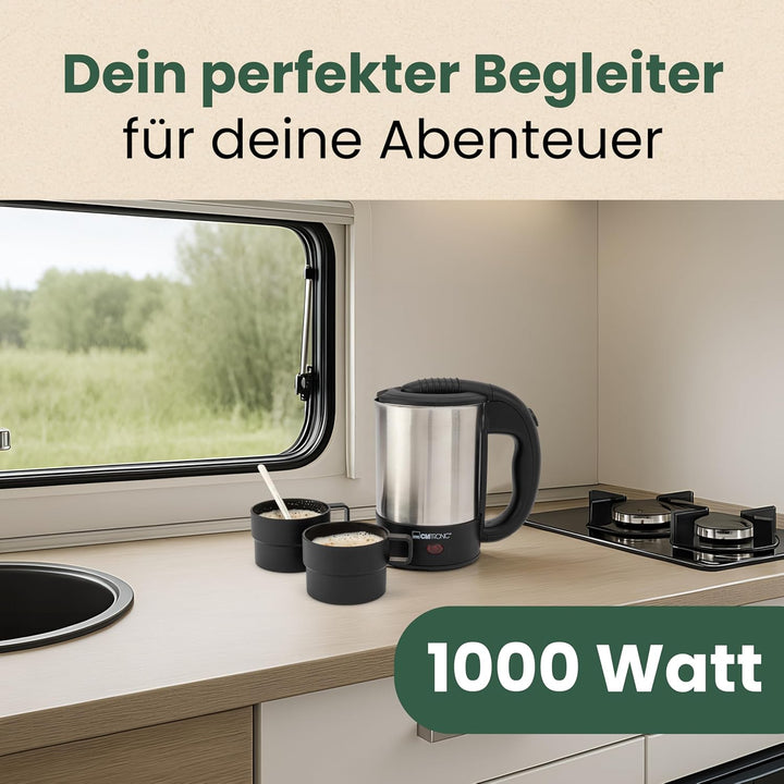 Clatronic® Wasserkocher mit 0,5L Füllmenge | Wasserkocher klein ideal für unterwegs | Reisewasserkoc