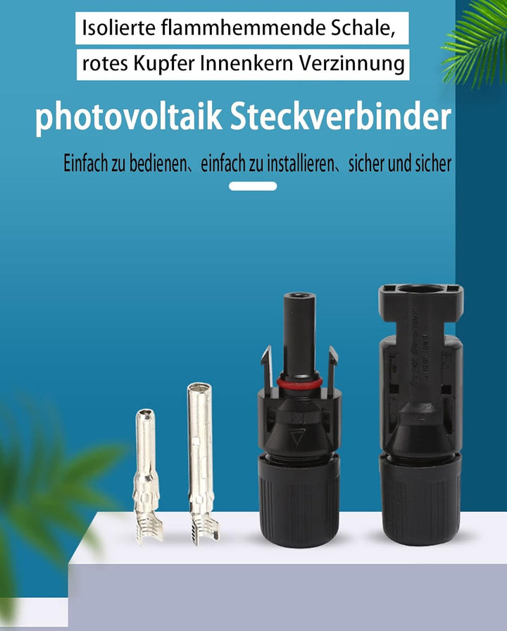 22-Paar Solarstecker + Solar Crimpzange,2.5/4/6mm² Männlich/Weiblich photovoltaik solarpanel Stecker