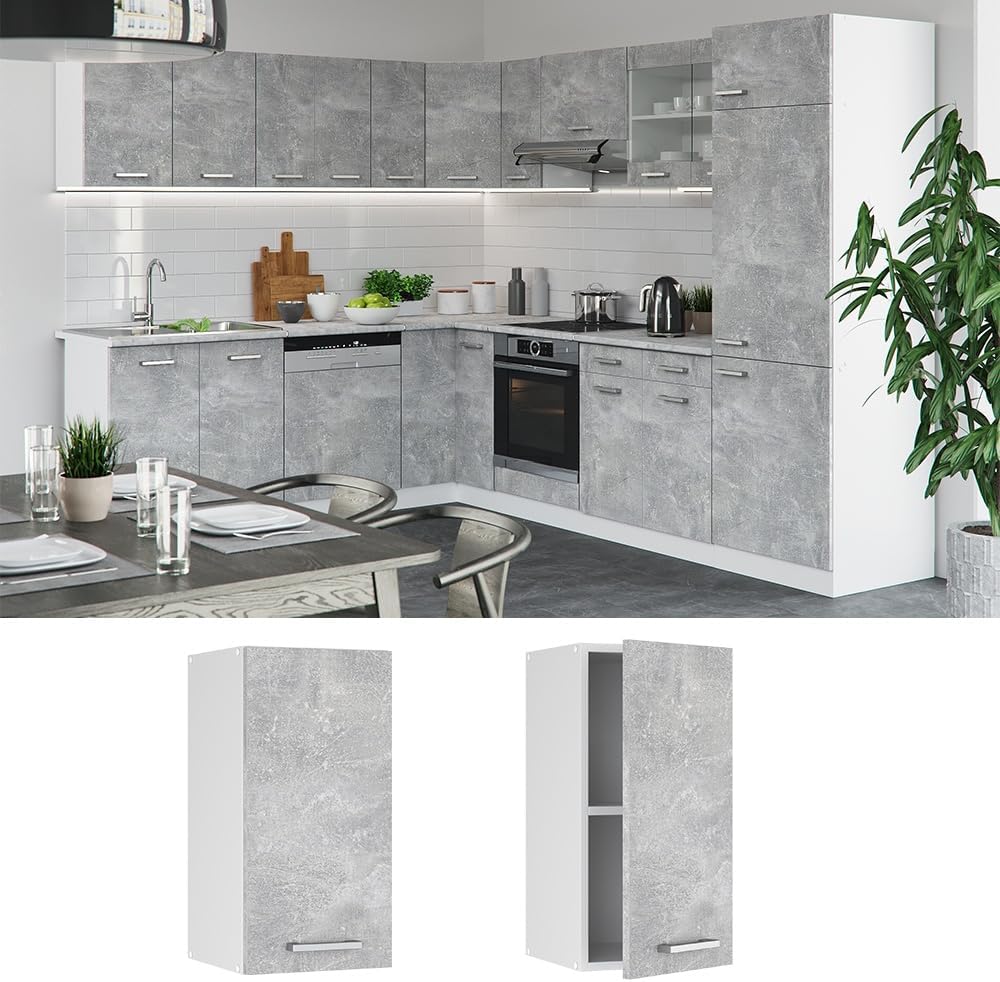Vicco Hängeschrank R-Line, Beton/Weiss, 40 cm Beton Hängeschrank 40cm, Beton Hängeschrank 40cm