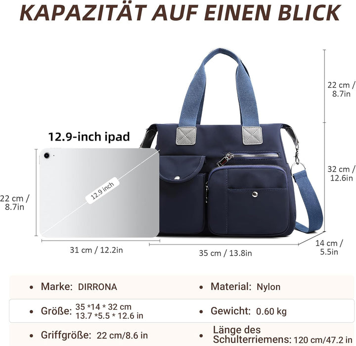DIRRONA Elegant Damen Umhängetasche Gross Kapazität Handtasche Casual Reise Schultertasche Multi Tas