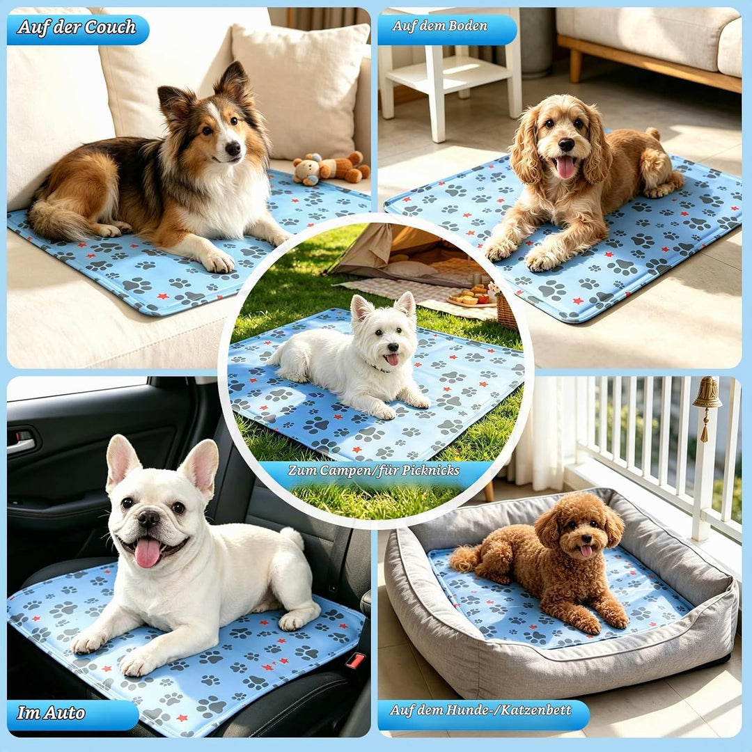Kühlmatte Hund 60 x 50 cm, Kühlmatte für Hunde &amp; Katzen Faltbare, Kühldecke für Haustiere Leicht Rei
