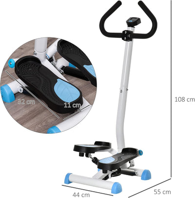 HOMCOM Stepper Fitness Swing Stepper mit LCD-Schirm und Handgriff Hometrainer für Zuhause bis 100 kg