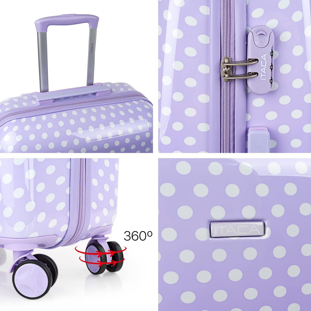 ITACA - Kinderkoffer Set - Kabinenkoffer Leichtgewicht abs/polycarbonat mit 360° Rollen, Verstellbar