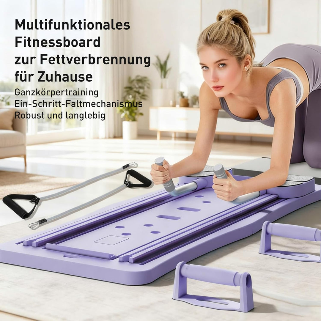 Pilates Board, Faltbarer Pilates Reformer Maschine Set für Zuhause Multifunktional Bauchtrainer Auto