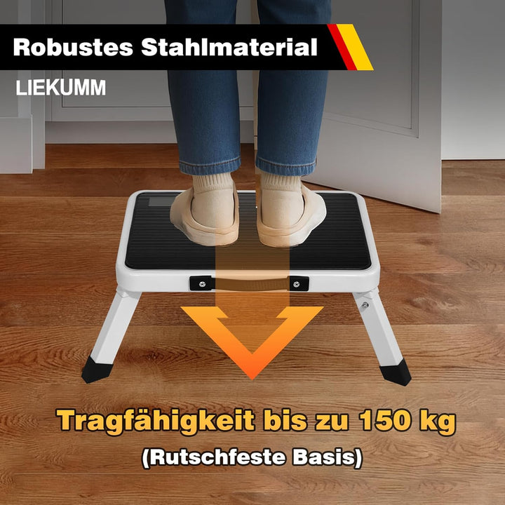 LIEKUMM Klapptritt Trittleiter, bis zu 150 kg, Klapptritt, Tritthocker für Camping, Autowäsche, Küch