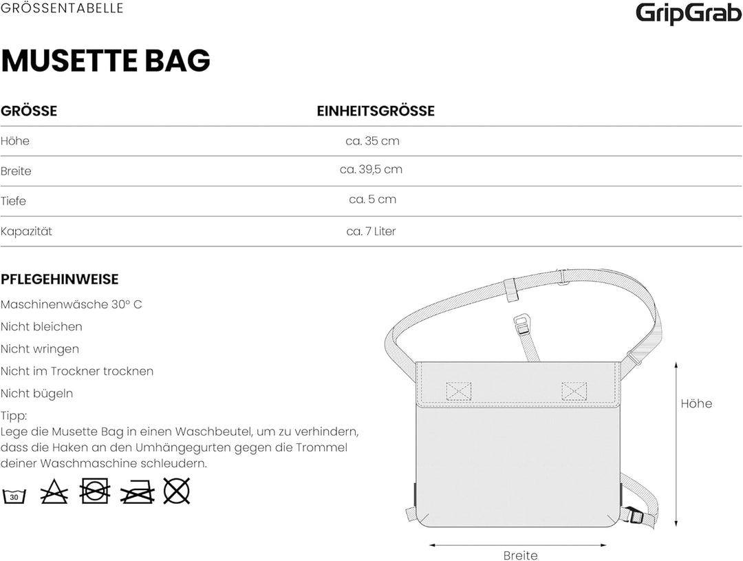 GripGrab R.A.Y. Musette Bag – Fahrrad Umhängetasche 7L Messenger Tasche | Cycling Musette Bag aus Bi