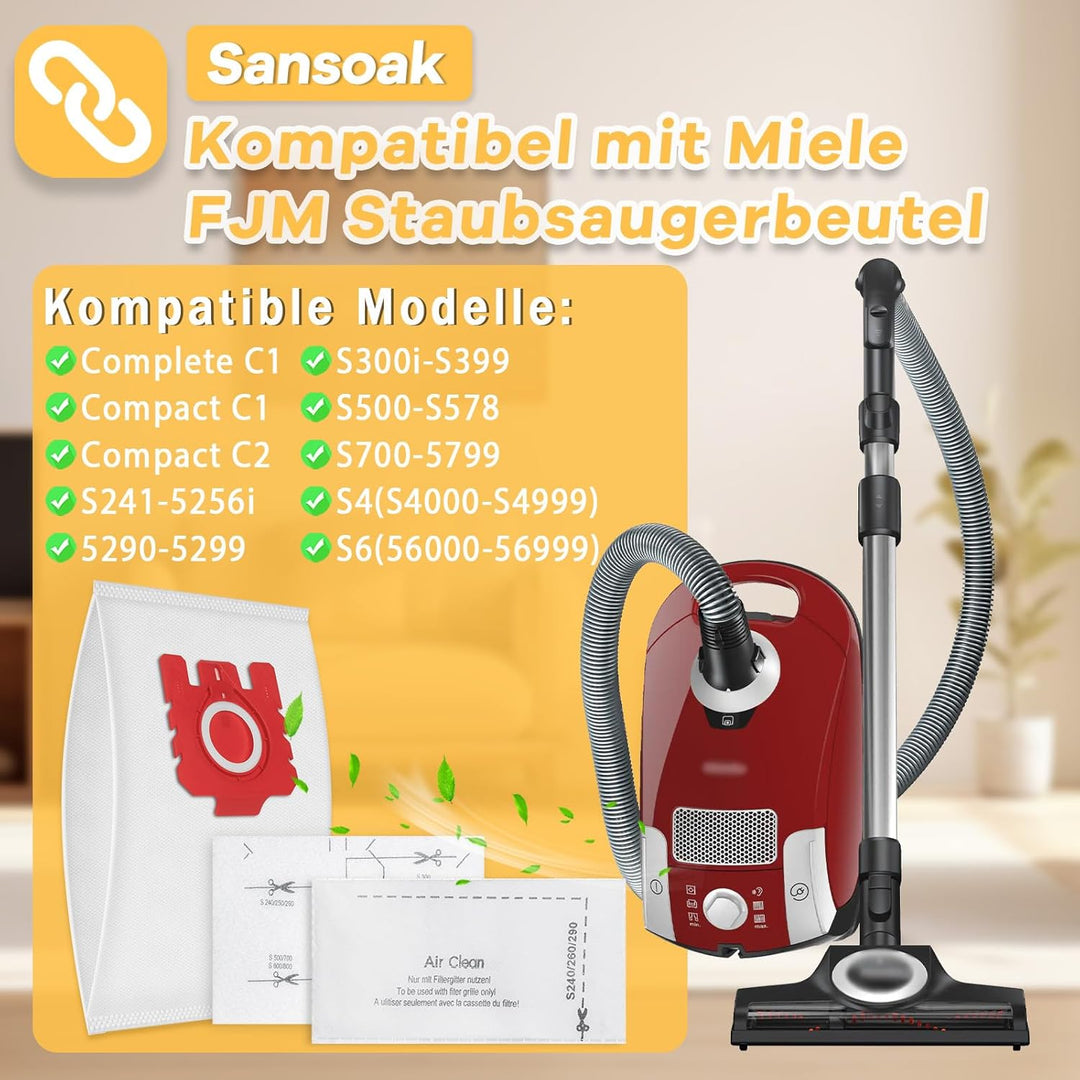 8 Stück Staubsaugerbeutel für Miele Hyclean Pure FJM Staubsauger Complete C1 Compact C1 C2 S24 S256i
