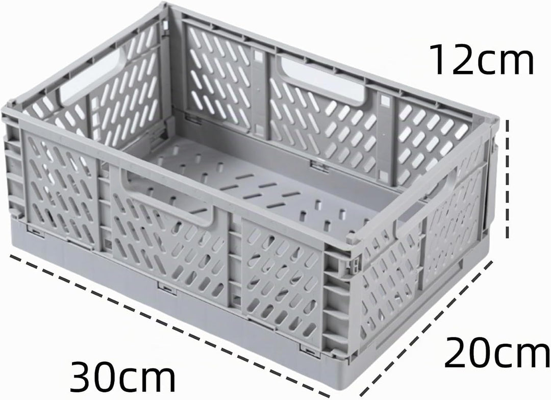 EURXLQ 4 Stück Grau Klappbox 30×20×12cm,Klappkiste Körbe Aufbewahrung Zusammenklappbarer Tragbar Auf