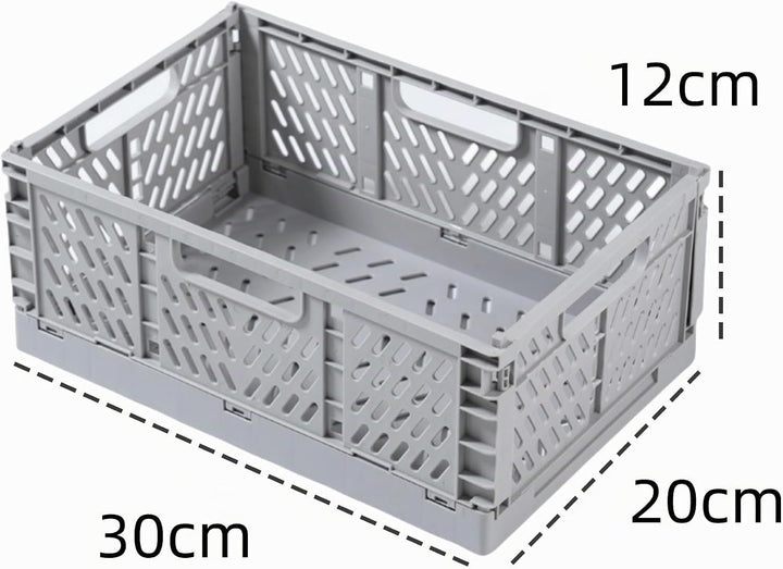 EURXLQ 4 Stück Grau Klappbox 30×20×12cm,Klappkiste Körbe Aufbewahrung Zusammenklappbarer Tragbar Auf