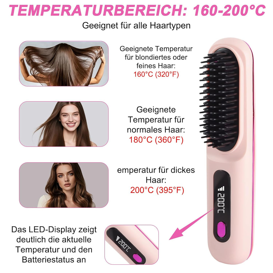 Stylingbürste für kurze Haare kabellos Haarglätter Bürste, Haarglätterbürste, tragbare Haarbürste el