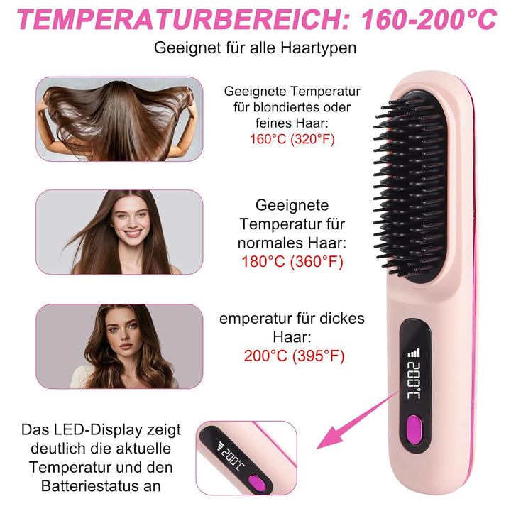 Stylingbürste für kurze Haare kabellos Haarglätter Bürste, Haarglätterbürste, tragbare Haarbürste el