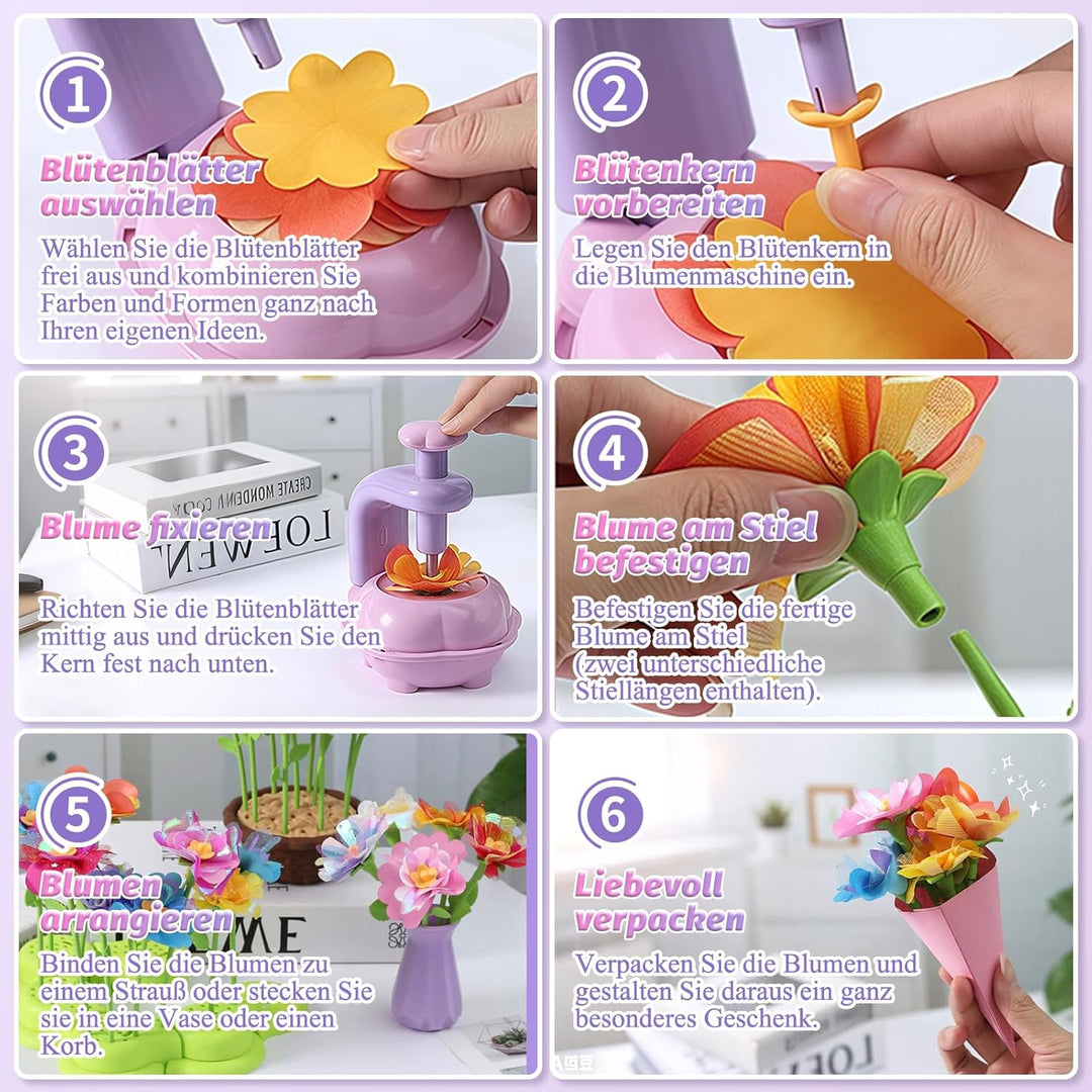 wittsyer DIY Blumen Bastelset Kinder ab 6 Jahre, Basteln Mädchen 5 6 7 8 Jahre, Blumen Basteln Kinde