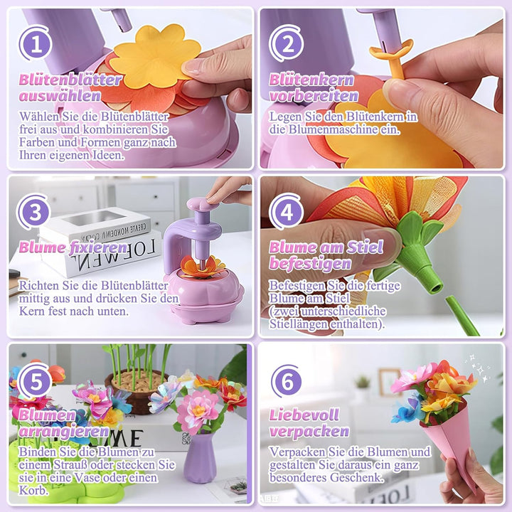 wittsyer DIY Blumen Bastelset Kinder ab 6 Jahre, Basteln Mädchen 5 6 7 8 Jahre, Blumen Basteln Kinde