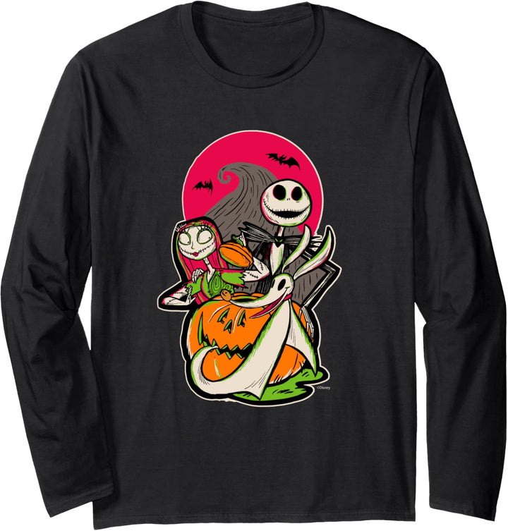 Disney 100 Nightmare Before Christmas Halloween Jack & Sally Langarmshirt