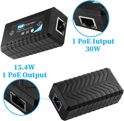 Revotech 1 Port PoE Extender, 15W PoE Output bis zu 120m(393 ft), 10/100Mbps Transmit, Comply IEEE80