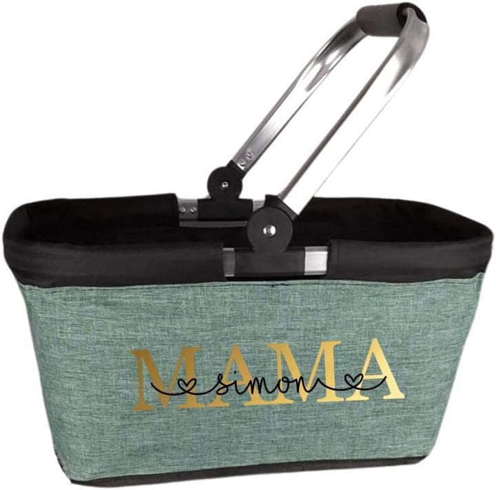 Einkaufskorb Mama personalisiert, Personalisiertes Geschenk Einkaufstasche mit Name, Tragekorb mit A