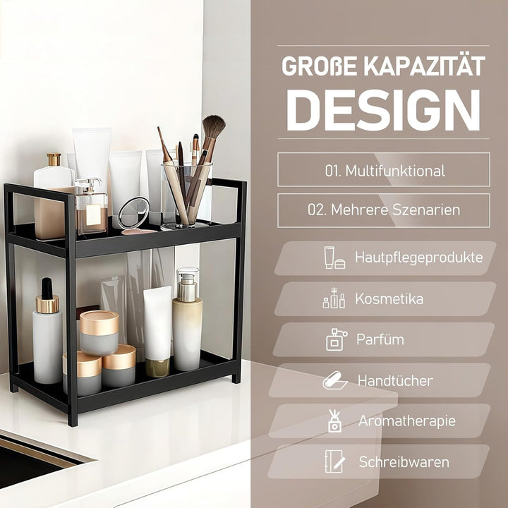 HARLIANGXY Make up Organizer Gross, Kosmetik Organizer Schwarz, Parfüm Aufbewahrung, Skincare Organi