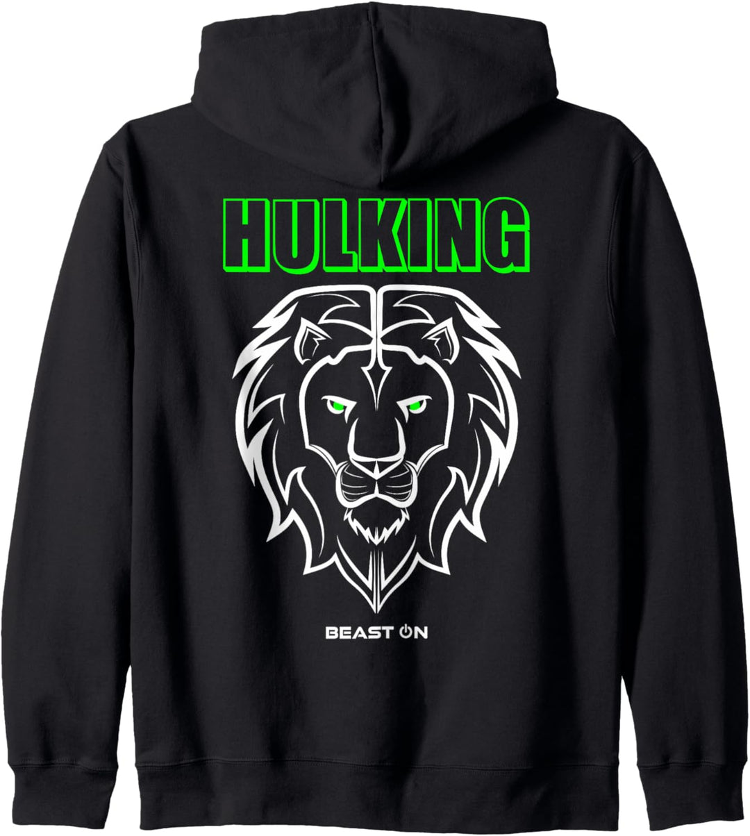 Löwe Kopf Rücken Motiv Hulking Grün Gym Fitness Bodybuilder Kapuzenjacke