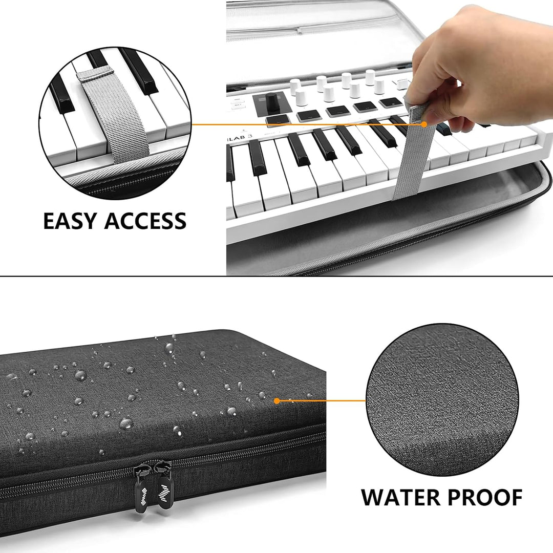 Musiin HardShell Case for Arturia MiniLab 3/MiniLab MkII 25 Slim-Keyboard Controller & Arturia Midi