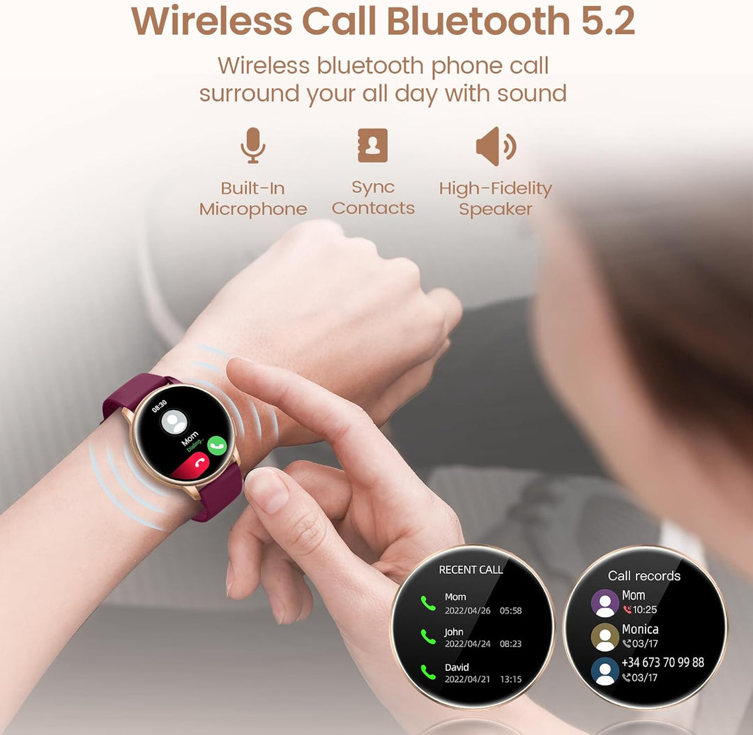 RUXINGX Smartwatch Damen mit Telefonfunktion 1.27" HD Voll Touch Screen, Armbanduhr mit SpO2 Pulsuhr