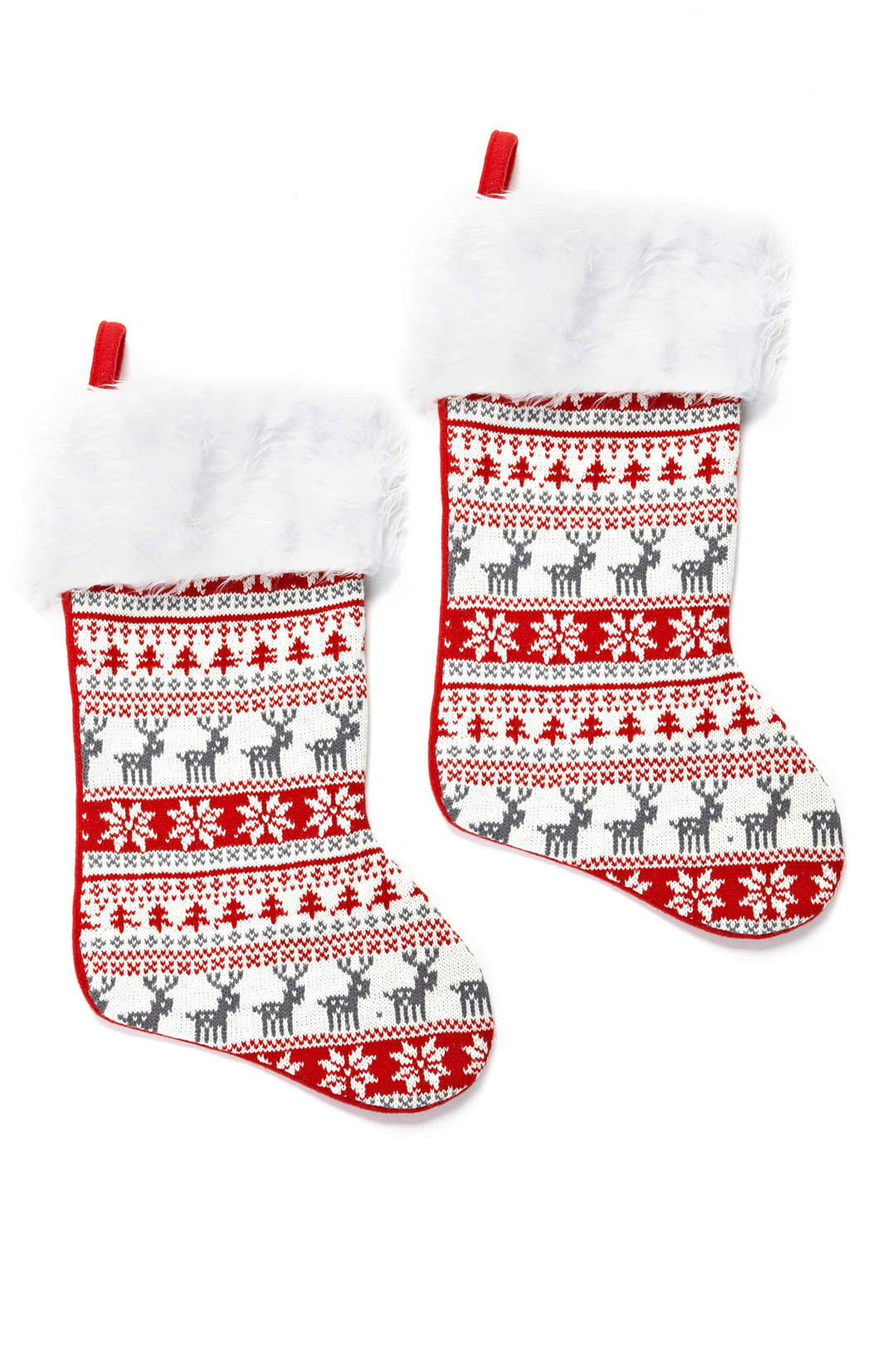 HEITMANN DECO 2er Set Nikolausstiefel zum Befüllen und Aufhängen - Nikolaus-Strumpf - rot/weiss/grau