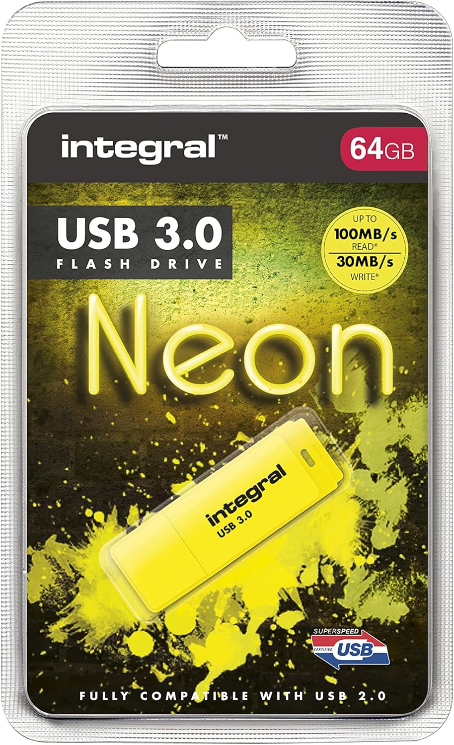Integral 64GB Neon Gelb USB 3.2 Gen 1 Flash-Laufwerk USB3.0 64GB gelb, USB3.0 64GB gelb