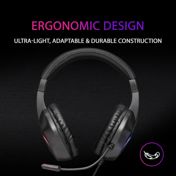 Mars Gaming Gaming MH122, FRGB Over Ear Kopfhörer mit Mikrofon, HiFi Sound, Geräuschunterdrückung, U