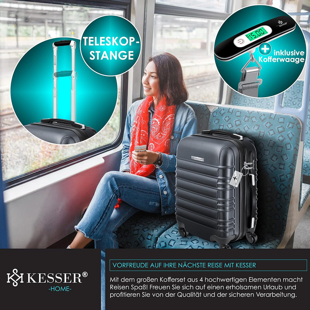 KESSER® 4tlg. Hartschalenkofferset Hard Shell Basic Hartschalenkoffer Trolley Koffer Reisekoffer Rei