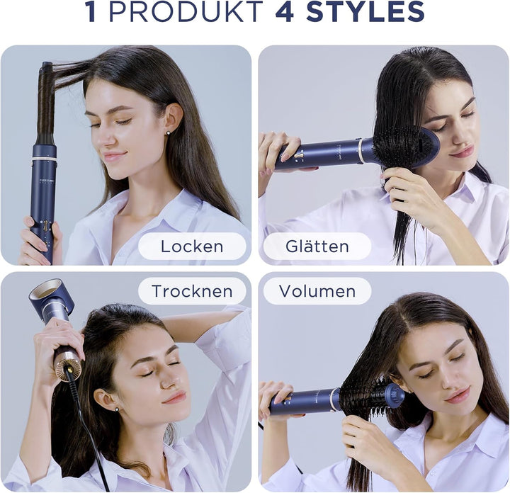 5-in-1 Airstyler &amp; Lockenstab, PARWIN PRO BEAUTY Ionen Föhn Stylingbürsten, 5 Aufsätze Rundbürstenfö