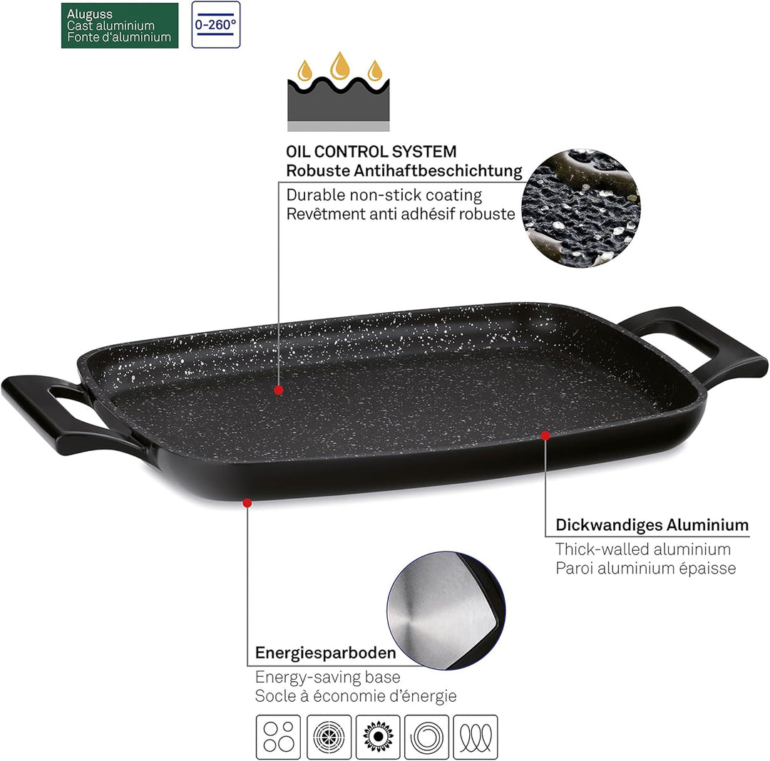 kela 12220 Grillplatte für den Herd, Antihaftbeschichtung, Aluminium, Induktionsgeeignet, 29 x 23 x