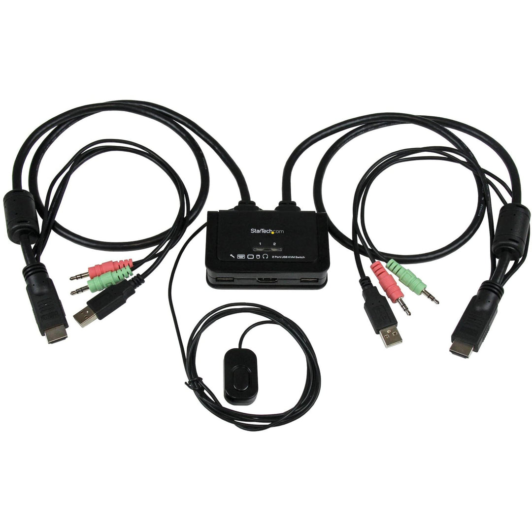 StarTech.com 2 Port USB HDMI KVM Switch mit Audio und Fernschalter - Desktop Umschalter USB Powered