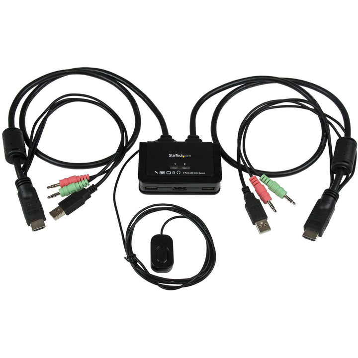 StarTech.com 2 Port USB HDMI KVM Switch mit Audio und Fernschalter - Desktop Umschalter USB Powered