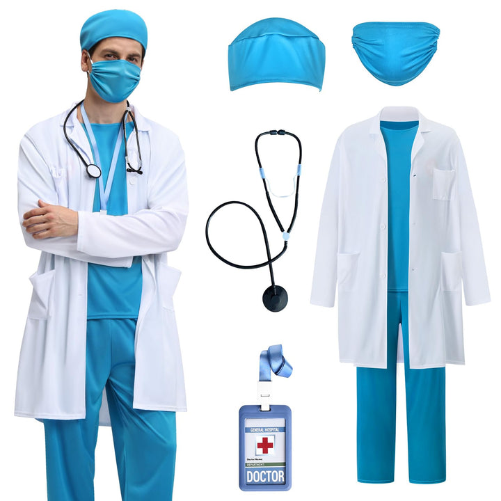 BuzzoXerex Arzt Kostüm Herren, Chirurg Kostüm Herren Karneval Doktor Outfit Erwachsene Set mit Arztk