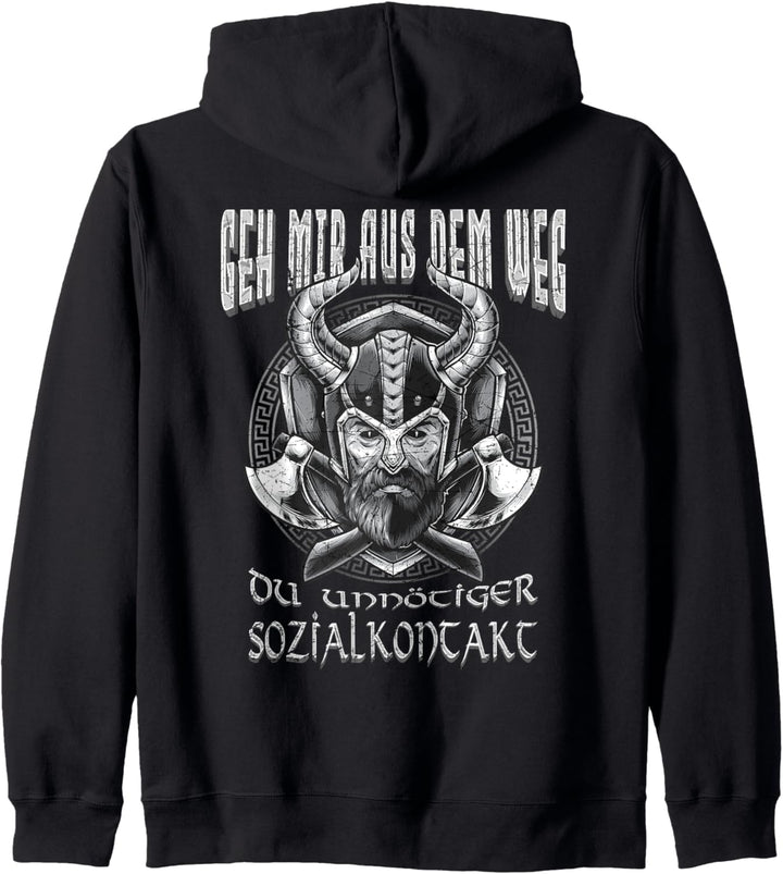 Geh mir aus dem Weg Du unnötiger Sozialkontakt Wikinger Kapuzenjacke