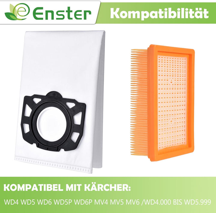 Staubsaugerbeutel Filter Zubehör Set für Kärcher WD4 WD5 WD6 MV4 MV5 MV6 WD5P WD6P Premium Staubsaug