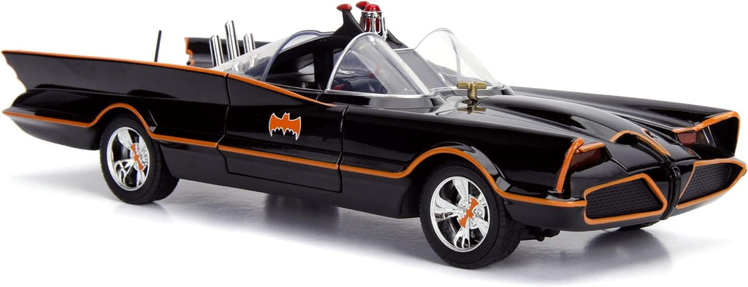 Jada Toys Classic Batmobil 1966, hochdetailiertes 1:18 Modellauto inkl. Batman & Robin Figur, Türen,